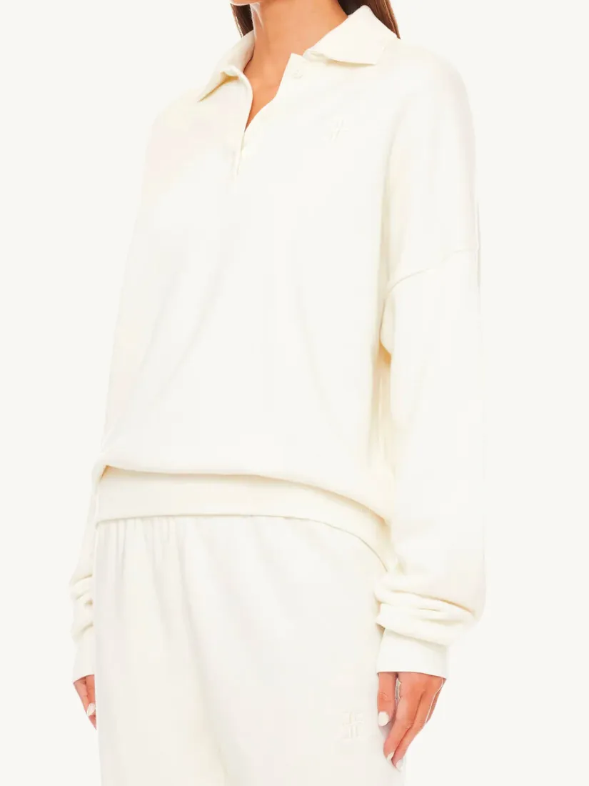 Oversized Polo Sweatshirt Cream