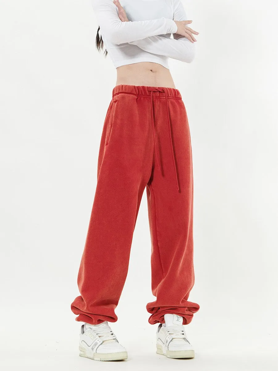 Red blush thick  snowflake hoodie set pants