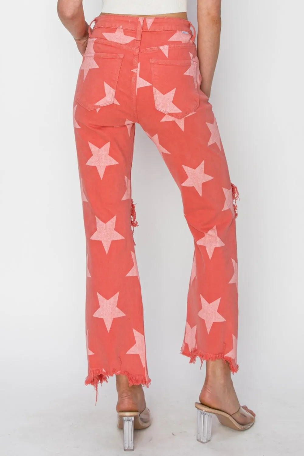 RISEN Distressed Star Pattern Jeans