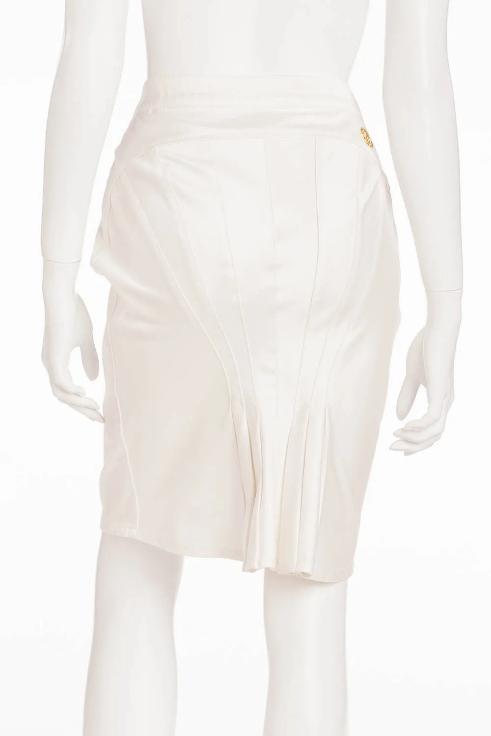 Roberto Cavalli - BN White Pencil Skirt with Gold Zippers - IT 40