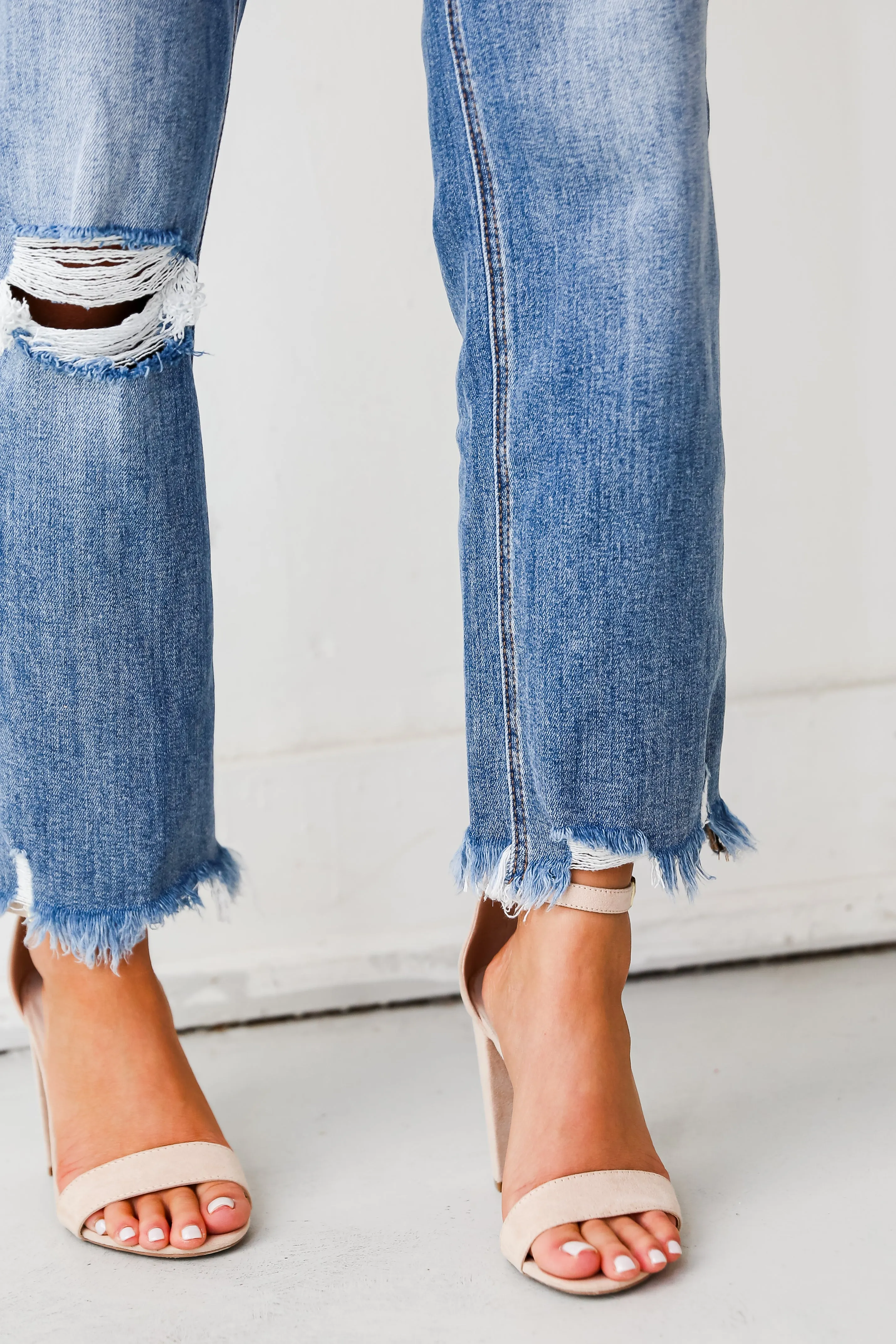 Sadie Medium Wash Distressed Dad Jeans Plus