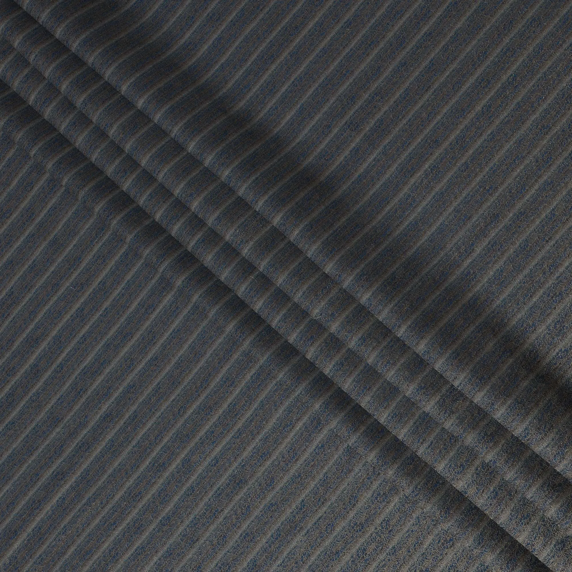 Silk Brocade Fabric with Navy Blue and Gold Striped Design, 110 cm Width, Indian Origin-D19763