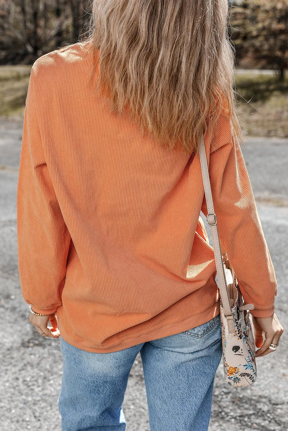 Slouchy Ribbed Corduroy Oversized Sweatshirt