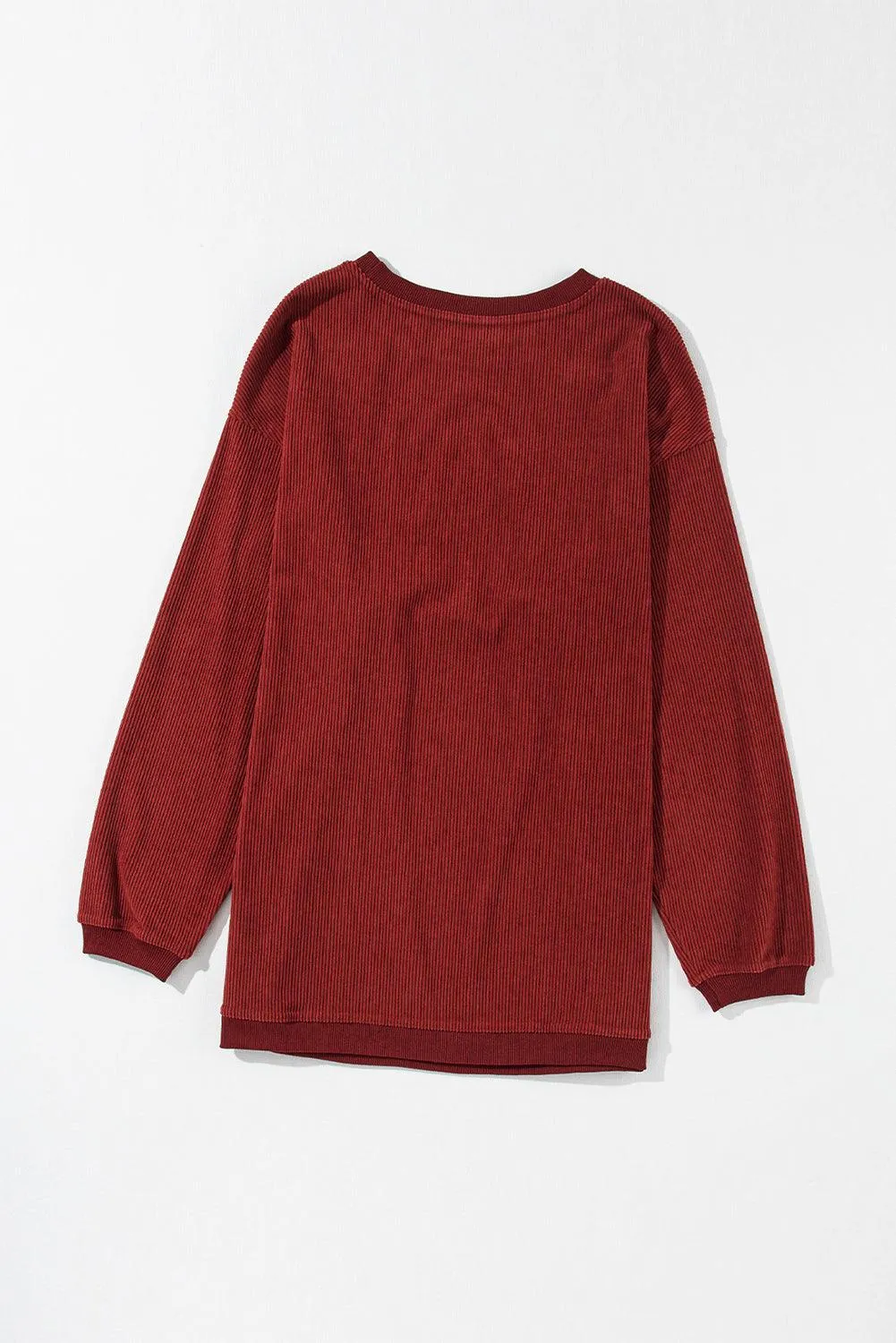 Slouchy Ribbed Corduroy Oversized Sweatshirt