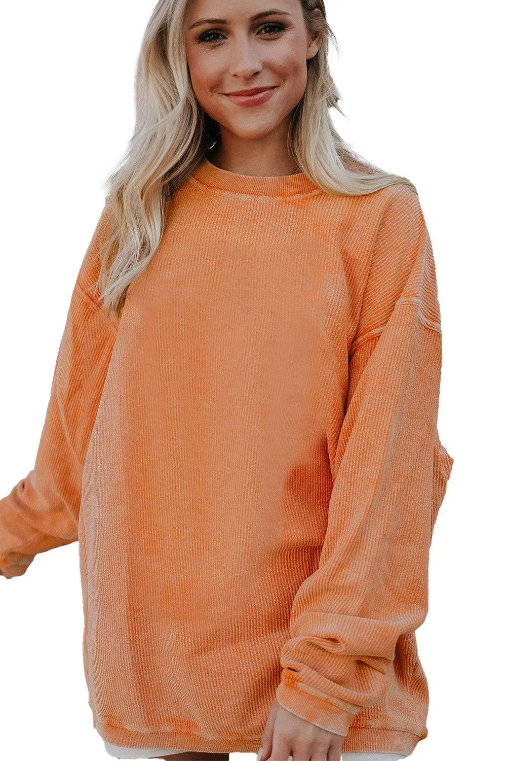 Slouchy Ribbed Corduroy Oversized Sweatshirt