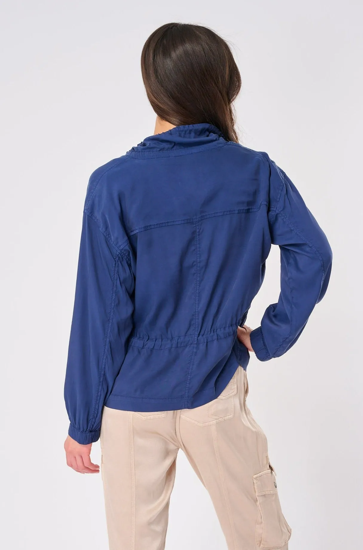 Soleil Stretch Cupro Cinched Utility Jacket