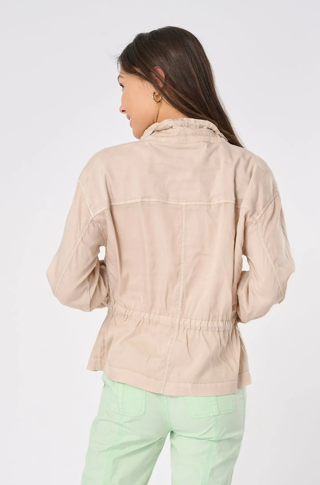 Soleil Stretch Cupro Cinched Utility Jacket