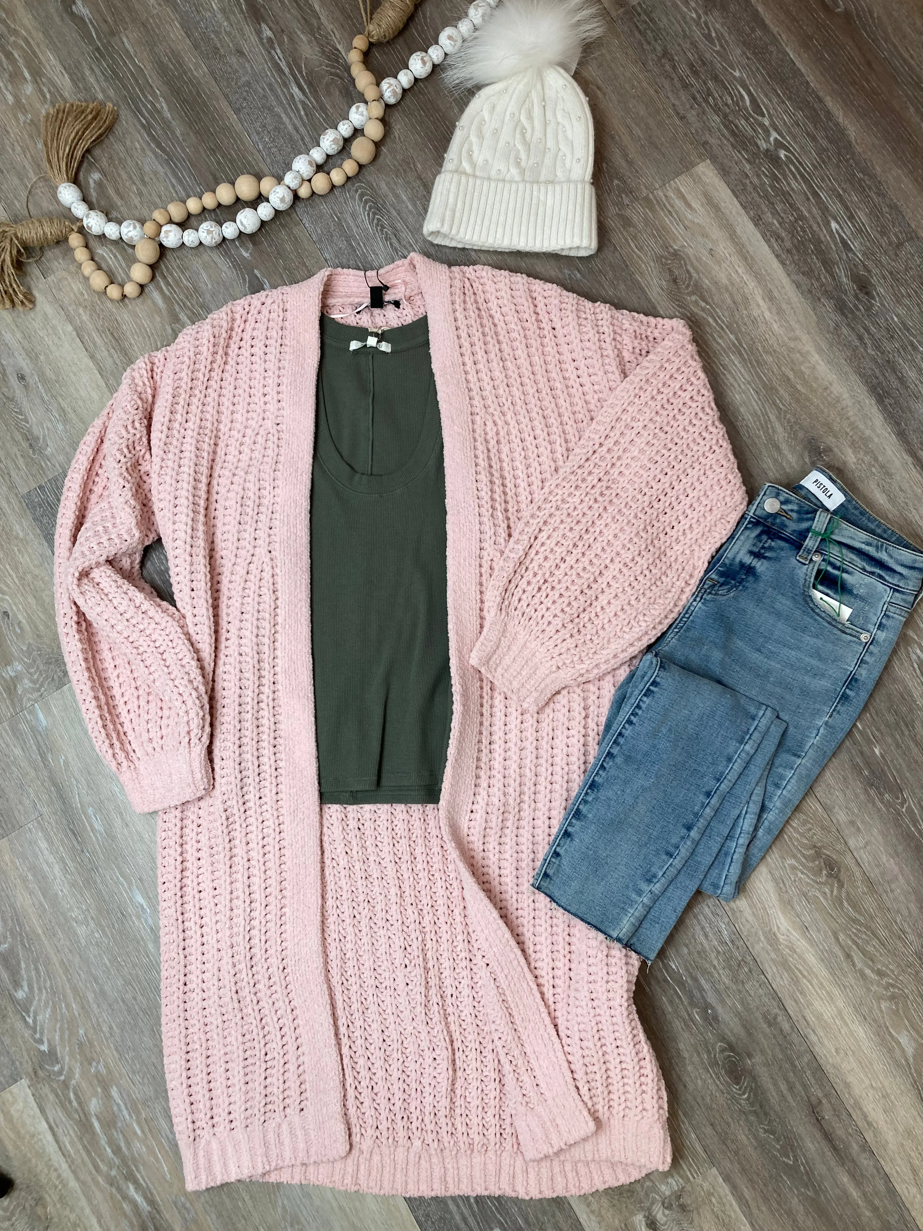 STE Emmie Pink Long Duster Cardigan