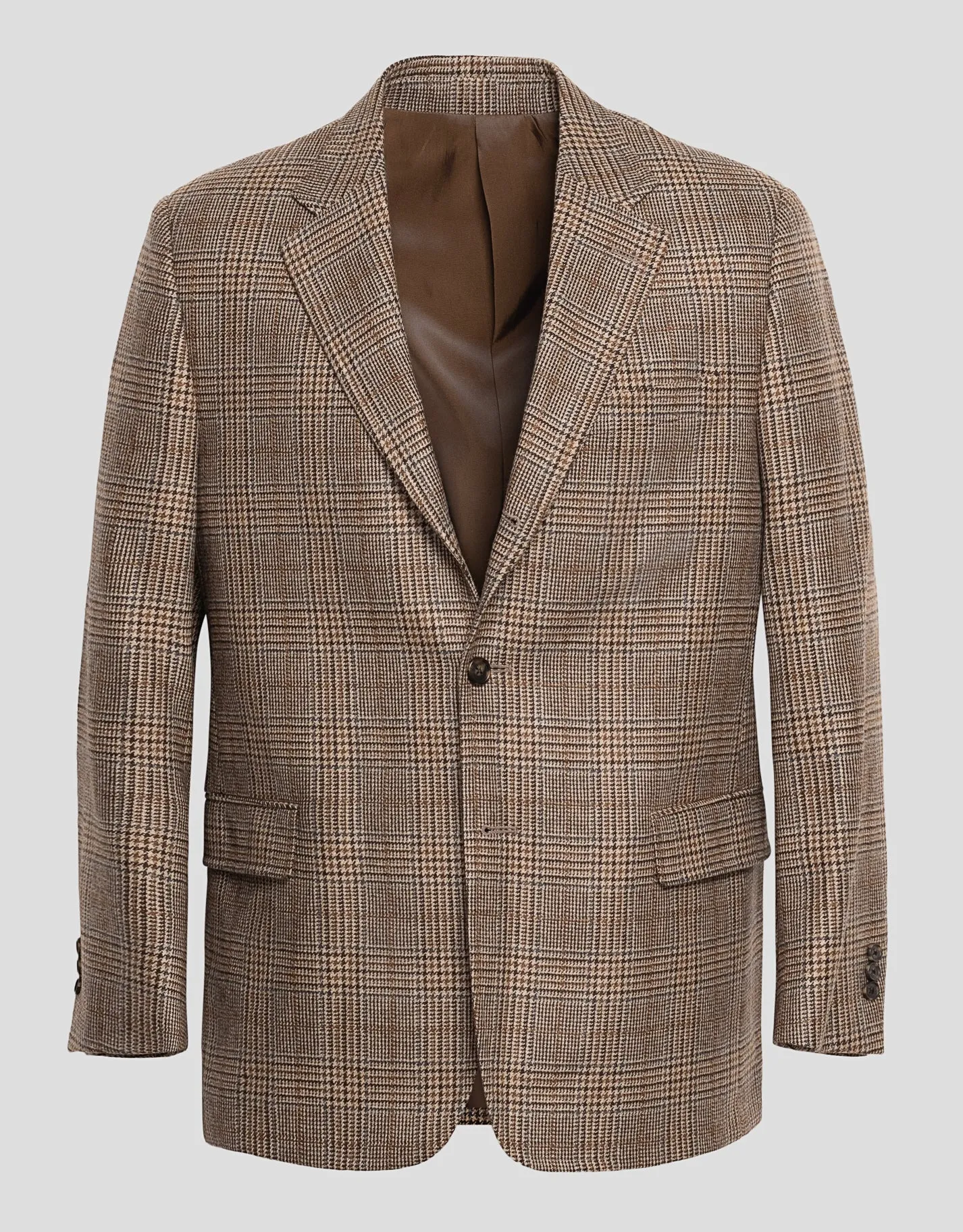 TAN/BROWN PLAID CASHMERE SPORT COAT