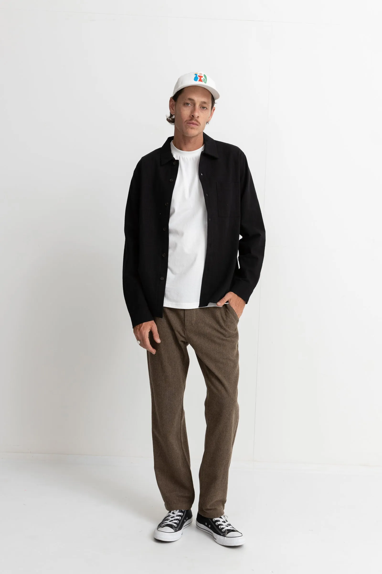 Textured Linen Ls Shirt Black