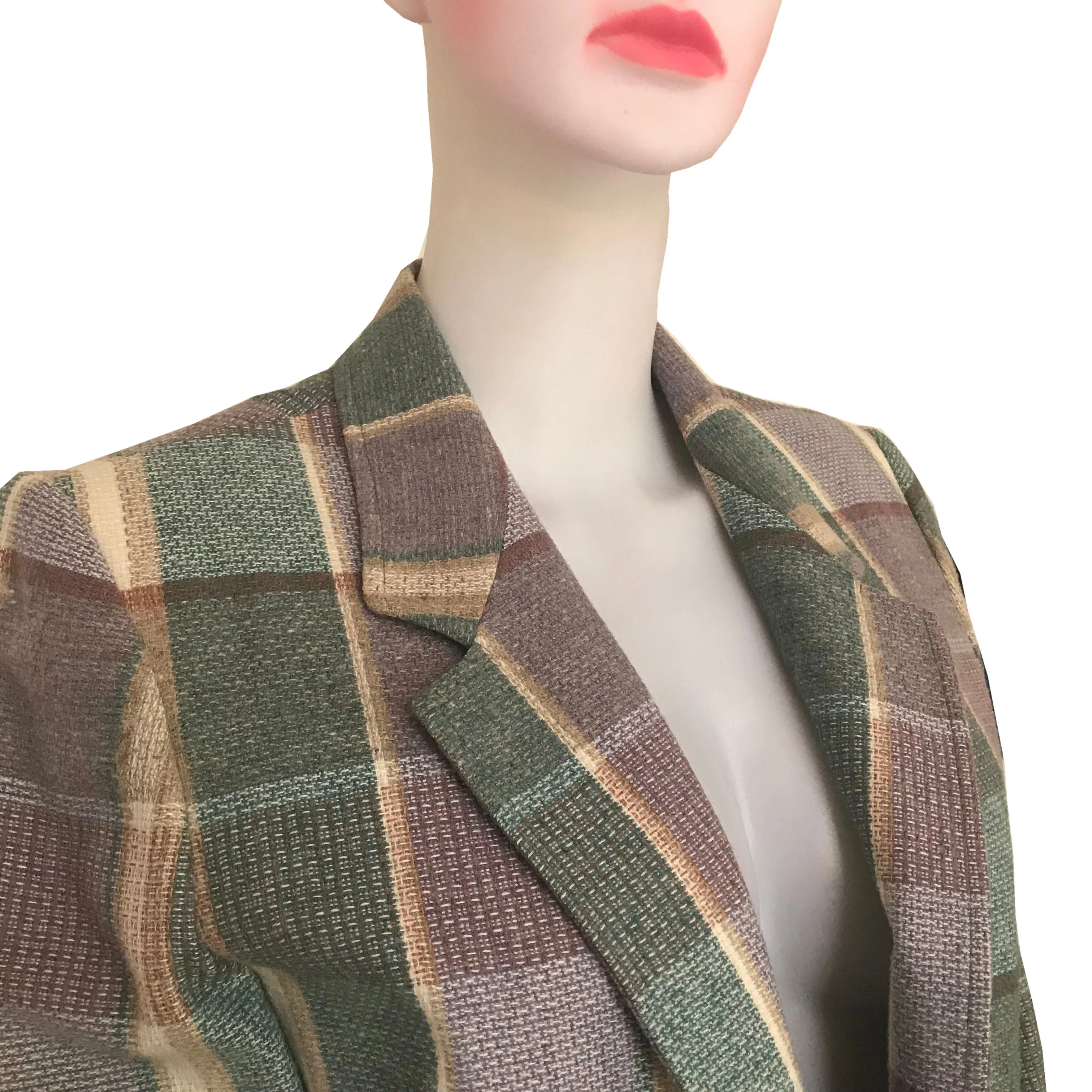 Vintage 1980s Pastel Plaid Preppy Wool Blazer