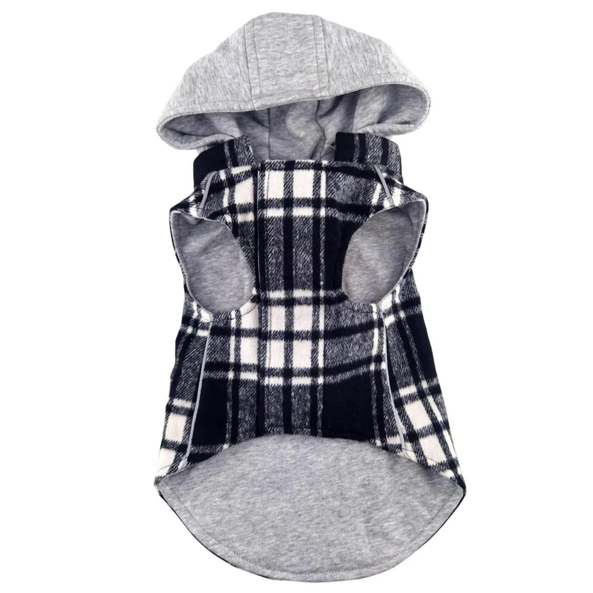 Weekender Dog Sweatshirt Hoodie - Black and White Plaid Flannel