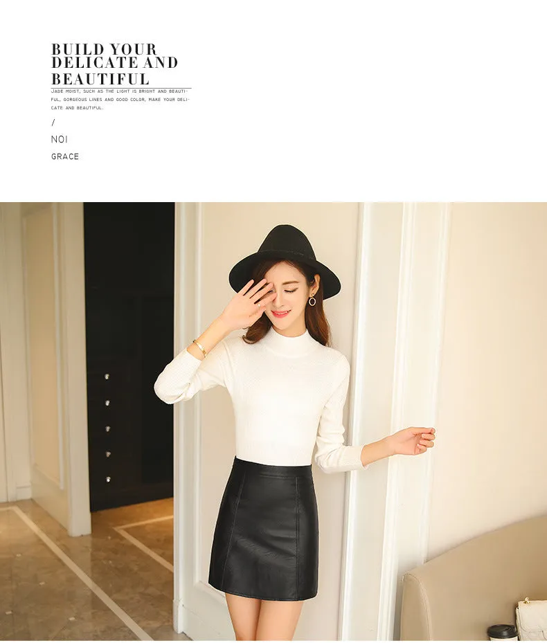 Women Skirt PU Pencil Slim Look Plus Size High Waist A-Line Skirt