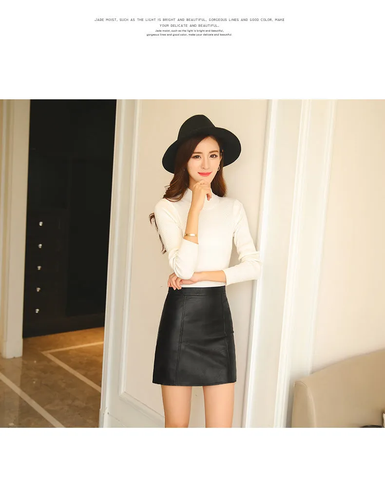 Women Skirt PU Pencil Slim Look Plus Size High Waist A-Line Skirt