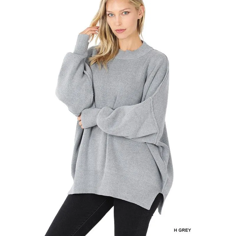 ZENANA Side Slit Oversized Sweater