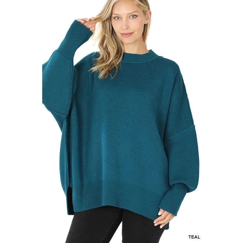 ZENANA Side Slit Oversized Sweater